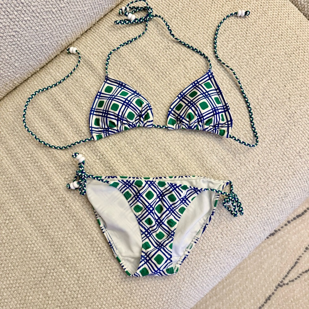 Aerie Geometric print braided string two piece bikini set